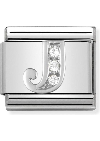 Composable Classic Dekoratif Link - Harfler Cz - J - (10 J) 925 Gümüş Zirkon