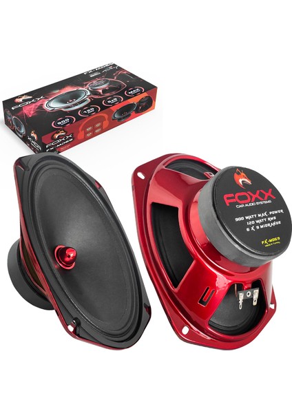 Foxx FX-MD69 Oto Midrange Oval 6x9 Inç 900 Watt Kapaklı 2 Adet