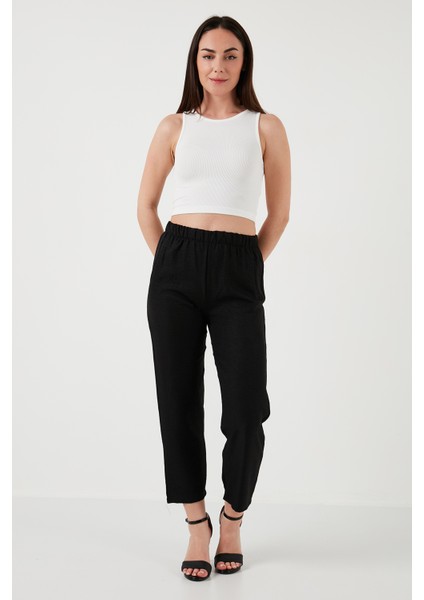 Beli Lastikli Keten Görünümlü Pantolon Bayan PANTOLON 5865797 fiyatları
