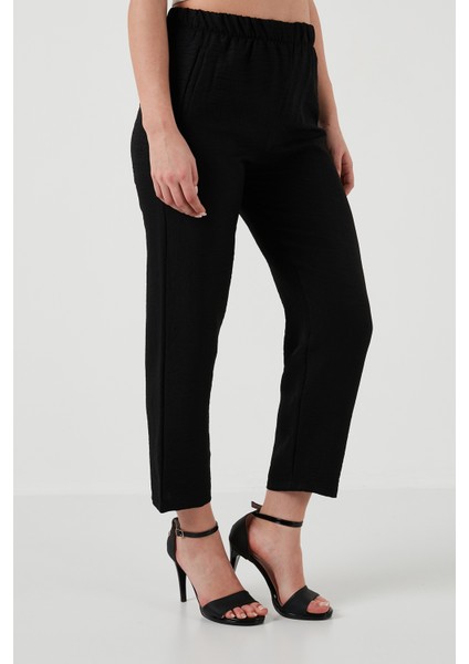 Beli Lastikli Keten Görünümlü Pantolon Bayan PANTOLON 5865797 fırsatları