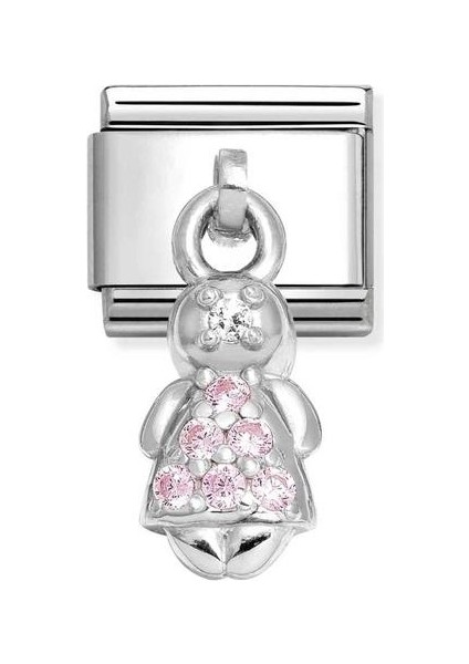 Composable Classic Dekoratif Charm - Charm Semboller - Pembe Kız -  925 Gümüş