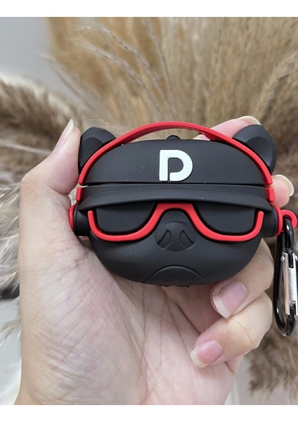 Air Pods 3. Nesil Uyumlu 3D Silikon Kılıf - Hiphop Köpek Kırmızı