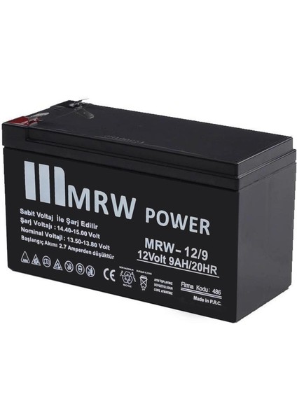 Akü 12V 9A (15X6.5X9.5CM) Mrw