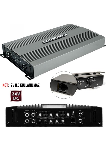 SX-5024.5 Oto Anfi Stereo 24V 5500 Watt 5 Kanal Bass Kontrol