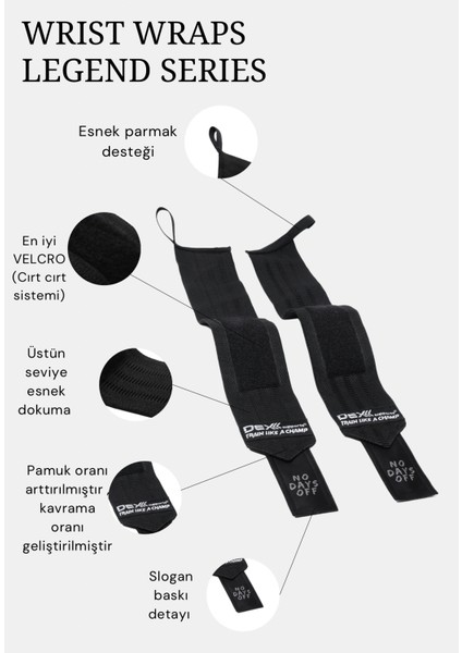 Dex Supports Lasting Energy Fitness Bilek Sargısı , Wrist Wraps Legend Series – Spor Bileklik  2 ‘li Paket