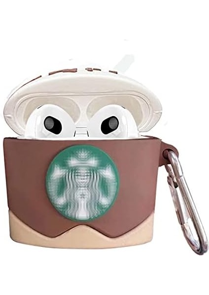 Air Pods 3. Nesil Uyumlu 3D Silikon Kılıf - Kahverengi Coffe