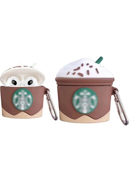 Air Pods 3. Nesil Uyumlu 3D Silikon Kılıf - Kahverengi Coffe