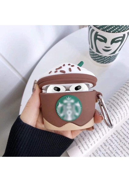 Air Pods 3. Nesil Uyumlu 3D Silikon Kılıf - Kahverengi Coffe