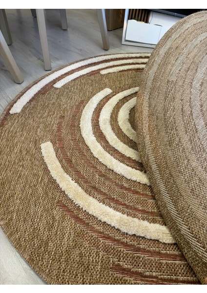 Marakeş 675 Taba Iskandinav Kabartmalı Modern Dokuma Yuvarlak Jüt Halı fırsatları