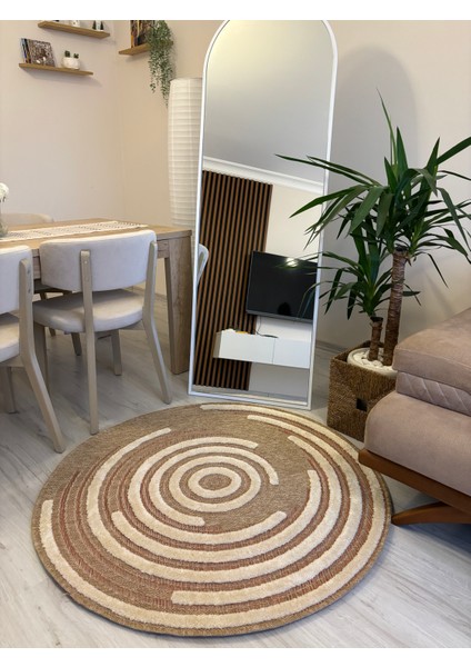 Marakeş 675 Taba Iskandinav Kabartmalı Modern Dokuma Yuvarlak Jüt Halı