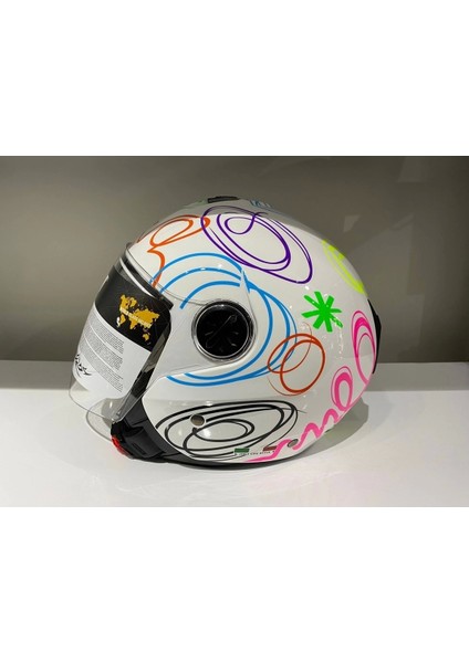 Kask SW-715 Çenesiz Whıte Flower