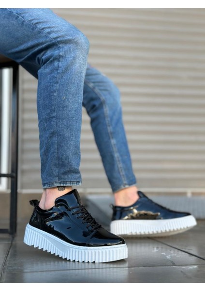 Yüksek Siyah Taban Rugan Bağcıklı Erkek Ayakkabı modelleri