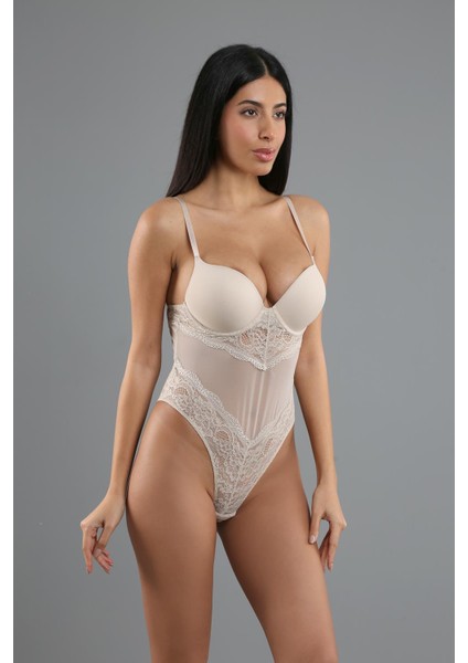 Destekli Dantelli Çıtçıtlı Body C15081 Sütlü Kahve modelleri