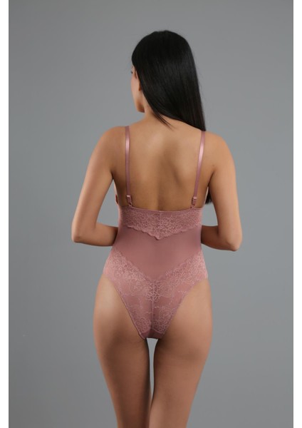 Destekli Dantelli Çıtçıtlı Body C15081 Vizon fırsatları