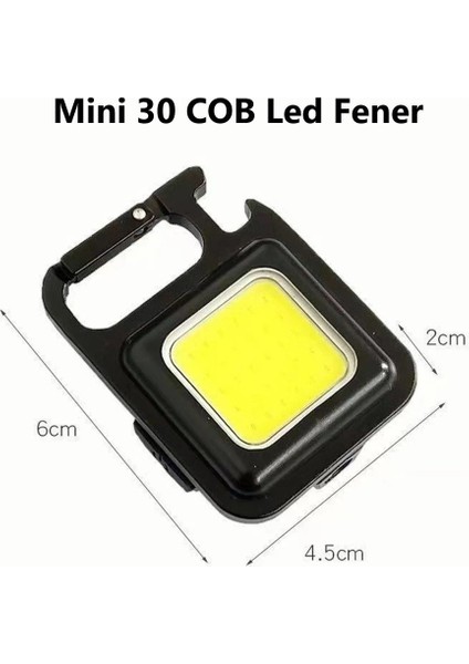 30 Cob LED Mini Anahtarlık Fener 800 Lümen Şarjlı Kamp Balıkçı Tamirci Için Çalışma Feneri Çok Fonksiyonlu Taşınabilir Işık