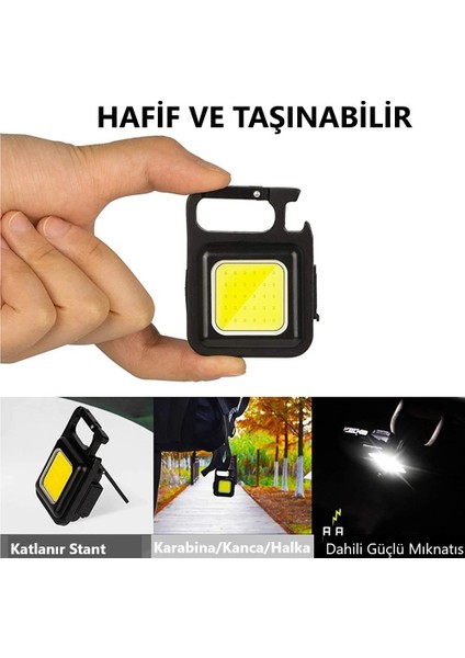 30 Cob LED Mini Anahtarlık Fener 800 Lümen Şarjlı Kamp Balıkçı Tamirci Için Çalışma Feneri Çok Fonksiyonlu Taşınabilir Işık
