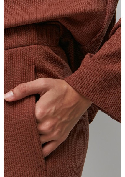 Fitilli Cepli T-Shirt İspanyol Paça Pantolon Takım 9132 Kahverengi modelleri