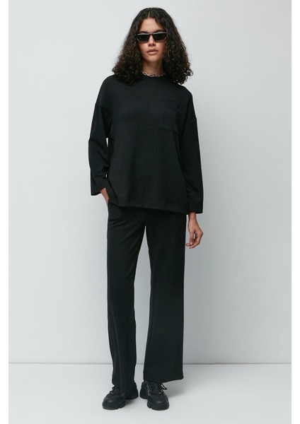 Fitilli Cepli T-Shirt Ispanyol Paça Pantolon Takım 9132 Siyah fiyatları