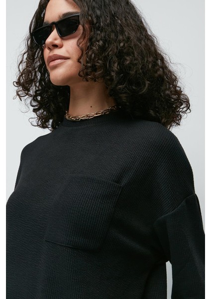 Fitilli Cepli T-Shirt Ispanyol Paça Pantolon Takım 9132 Siyah modelleri