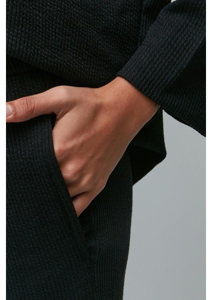 Fitilli Cepli T-Shirt Ispanyol Paça Pantolon Takım 9132 Siyah indirimleri