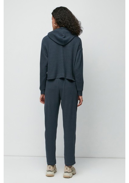 Fitilli Kapüşonlu Sweatshirt Pantolon Takım 9131 Füme