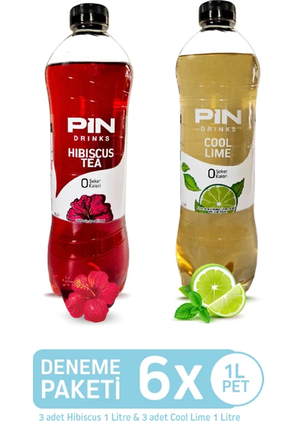 Hibiskus & Pin Cool Lime Deneme Paketi - Şekersiz & Kalorisiz - 6 Adet x 1 Litre