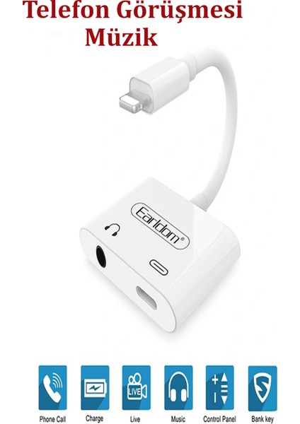 OT46 Tak Çalıştır Lightning To 2in1 Type-C ve Aux Dönüştürücü