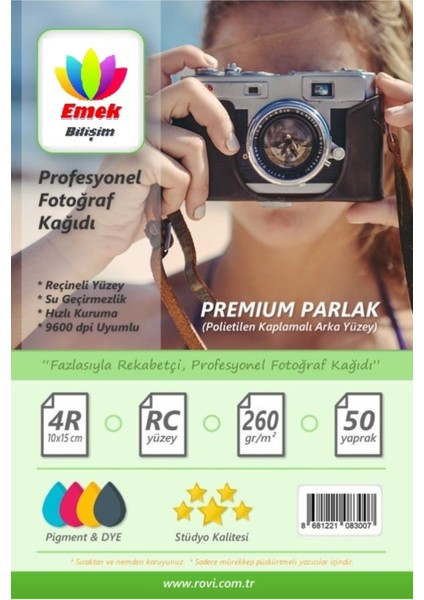 Epson L3250 L3150 Fotoğraf Kağıdı Premium Parlak 260 gr 10X15 50 Yaprak