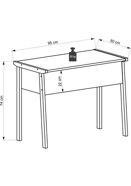 Zenith Çalışma Masası 90CM Beyaz Meşe