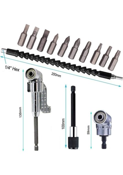 Matkap Için Vidalama Uç Seti Altıgen Hex Köşe Kör Vidalama Adaptörü Hızlı Bits Adaptör Esnek Hortum