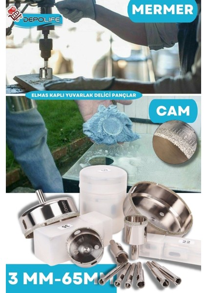 22 mm Mermer Granit Fayans Cam Yuvarlak Delme Panç Elmas Uç Yuvarlak Açma Matkap Için Karot