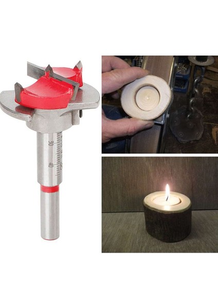 Ahşap Freze Ucu 30 mm Panç Karot Stoperli Matkap Yuvarlak Açma Bıçağı Derinlik Ayarlı Panc Bıçak
