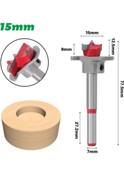 Ahşap Freze Ucu 15 mm Panç Karot Stoperli Matkap Yuvarlak Açma Bıçağı Derinlik Ayarlı Panc Bıçak