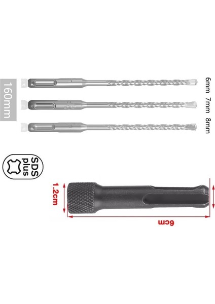 Kırıcı Delici Hilti Için Sds Plus Elmas Uçlu 3'lü Matkap Ucu Seti Sds Vidalama Bits Adaptör