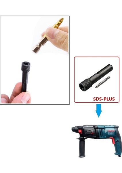 Kırıcı Delici Matkap Için Sds Plus Matkap Uç Seti Murç Keski 1/4 Hex Vidalama Adaptörü 3 Parça