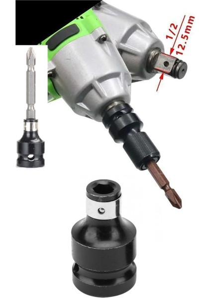 1/2 Matkap Chuck Mandrenli Adaptör Somun Sökme Makinesini Hex Bits Uç Dönüştürme Aparatı