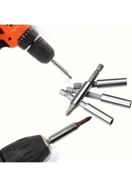 Mıknatıslı Bits Şaftlı Hızlı Değişim Uzatma Matkap Aparatı Metal Ahşap Düz 4 Adet Bits Uç Seti