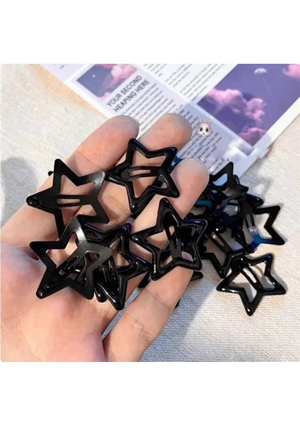 Siyah Yıldızlı Çıtçıt Toka 3,5 cm (6 Adet)