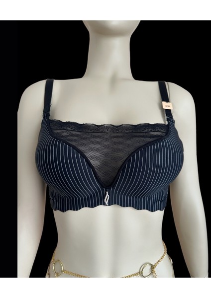 Ithal Çizgili Önü Dantelli Lazer Kesim Soft Push Up Balensiz Sütyen - 1202 fiyatları