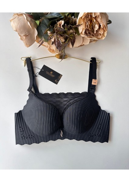 Ithal Çizgili Önü Dantelli Lazer Kesim Soft Push Up Balensiz Sütyen - 1202 fırsatları