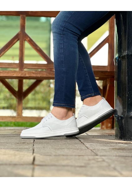9016 Deri Beyaz Sneaker Erkek Ayakkabı