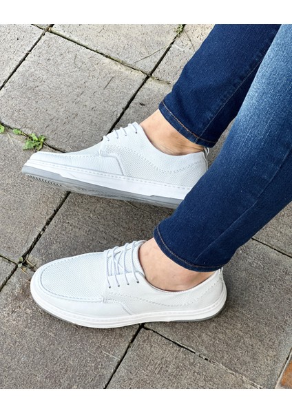 9016 Deri Beyaz Sneaker Erkek Ayakkabı