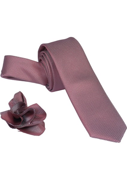 1.kalite Özel Desenli Özgün Renk 5.5 cm Genişliğinde (Kuşgözü) Kravat Mendil Seti