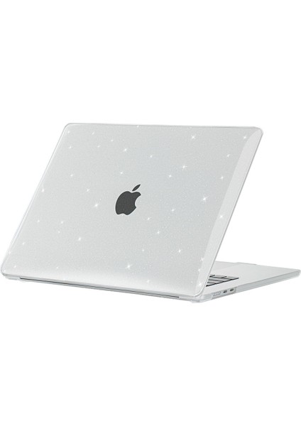 Apple Macbook Air 15 M3 Çipli 2024 Simli Shiny Parlak Ön Arka Kapak Kılıf ve Koruyucu Set A3114