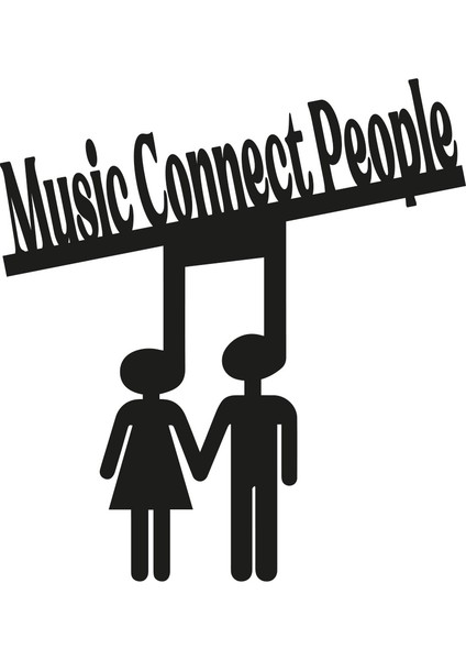 Emach Dizayn Music Connects People Yazılı Ahşap Duvar Dekoru Tablo