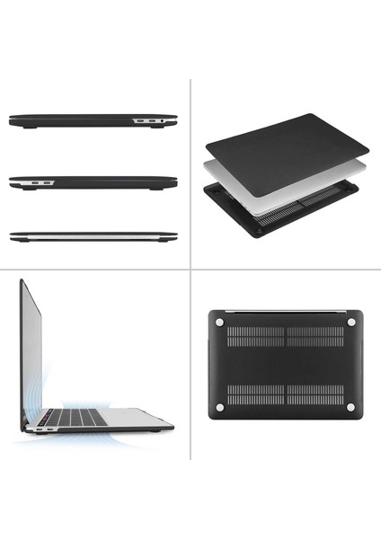 Apple MacBook Air 13.6 M3 2024 Darbelere Dayanıklı Ön Arka Clear Parlak Kapak Kılıf A3113