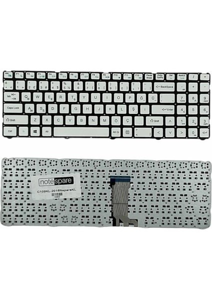 Casper ile Uyumlu Nirvana C650.8550-8T40P-S-F, C650.8550-8T40X-S-F Notebook Klavye Beyaz Tr