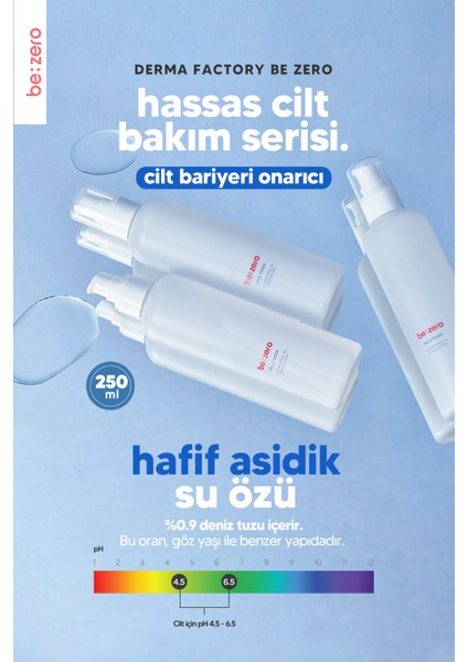 Derma Factory Hassas Ciltler İçin Onarıcı Tonik Derma Factory Be Zero Mild Toner 250 ml