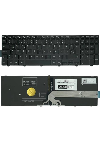 Dell ile Uyumlu Inspiron 5548 T50W161C, 5558 B05F45C, 5558 B05W45C Notebook Klavye Işıklı Siyah Tr
