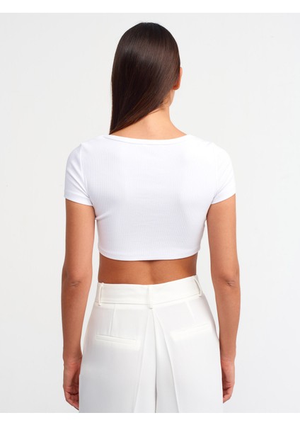 30876 Kısa Kollu Crop Top-Beyaz fiyatları